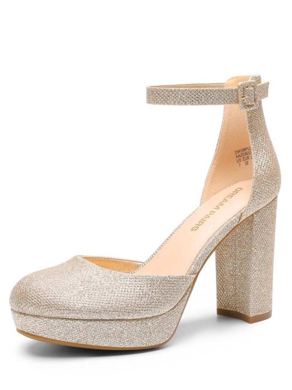 DREAM PAIRS Gold Women's Platform High Chunky Heels Closed Toe Block Ankle